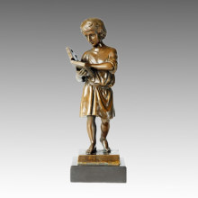 Kids Statue Reading Boy Bronze Sculpture, Christian Daniel Rauch TPE-402